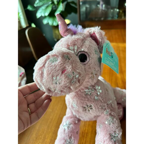 Hug Me Unicorn Plush Pink Purple Snowflakes New Tag 2022 Large Stuffed Animal - Picture 11 of 12